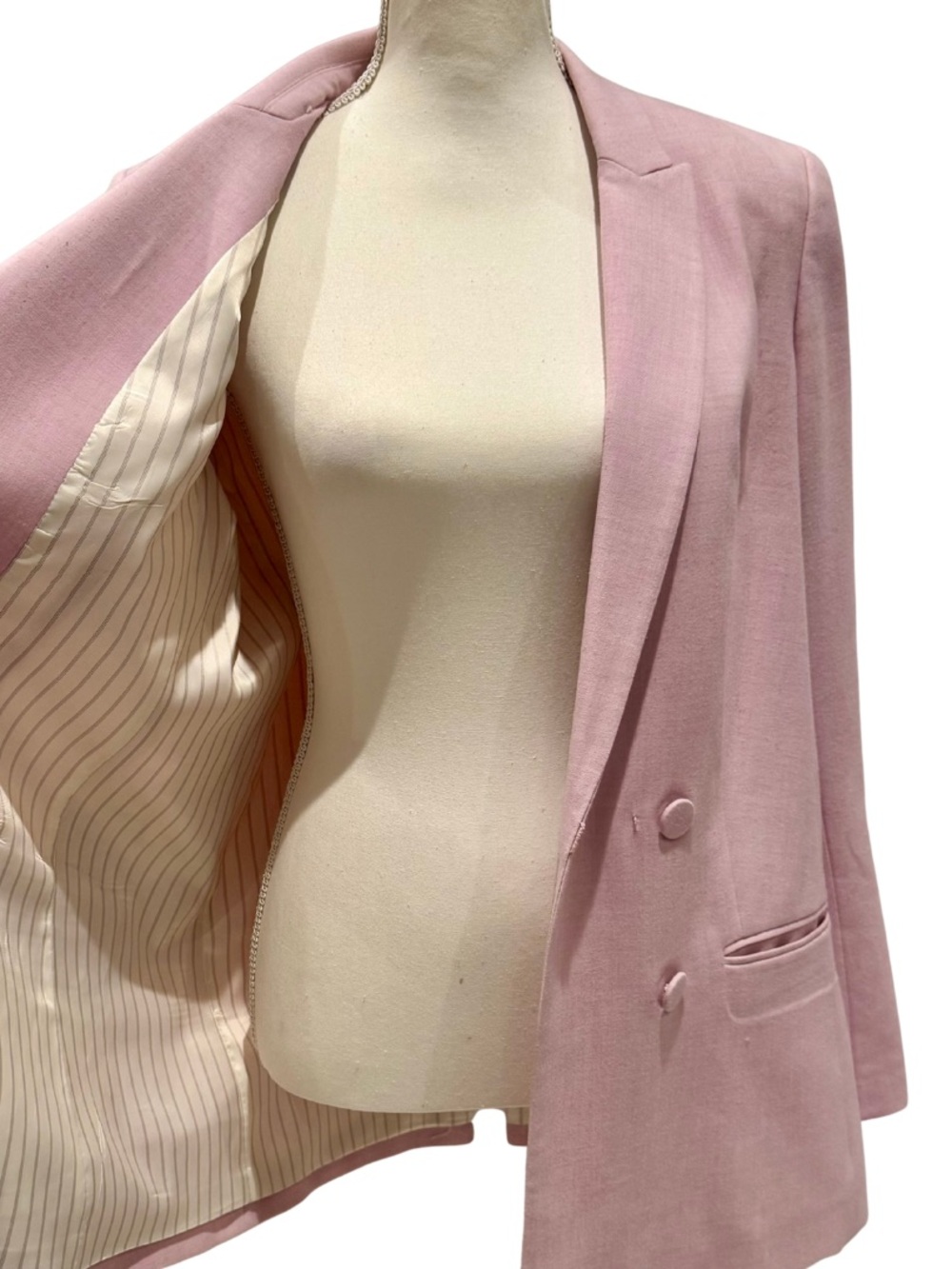 Express Double-Breasted Blazer in Pale Pink (L) - Picture 9 of 13